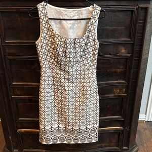 T Tahari Tomoko Sheath Sleeveless cotton dress, Size- 0 black and white